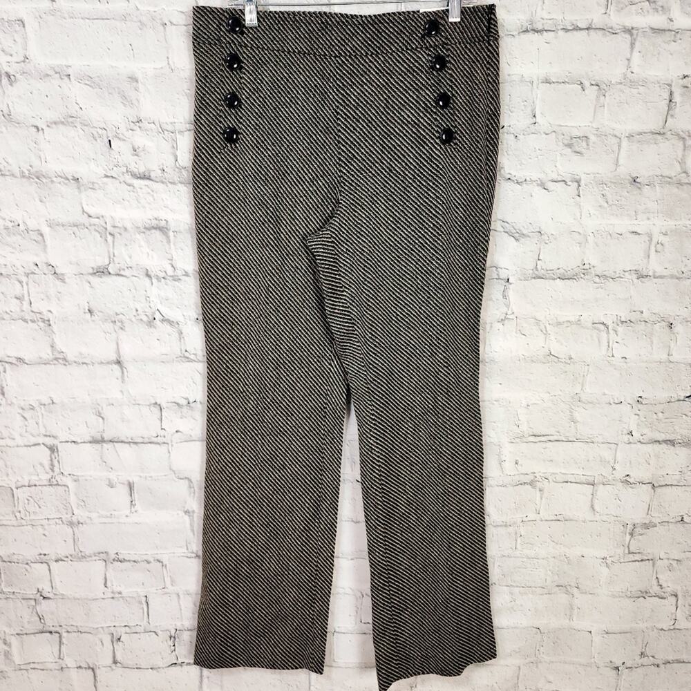 Loft original dress trouser pants Sz 10 side zipper black and cream A41C